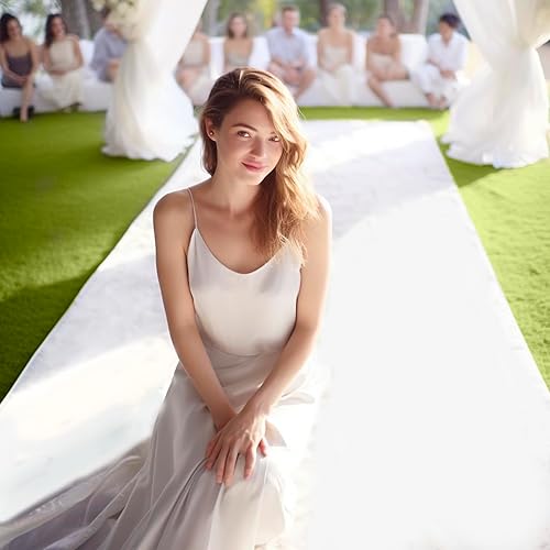 Miniatura 8 de dofopo Alfombra blanca para fiesta 33 pies de largo camino de pasillo blanco 200 GSM antideslizante alfombra de pasillo de boda alfombra blanca para