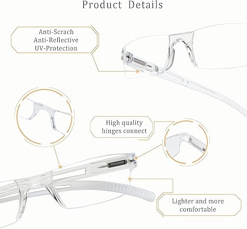 Miniatura 2 de LifeArt 4 Pairs Reading Glasses, Blue Light Blocking Glasses, Computer Glasses Women Men, Fashion Rectangle Eyewear Frame