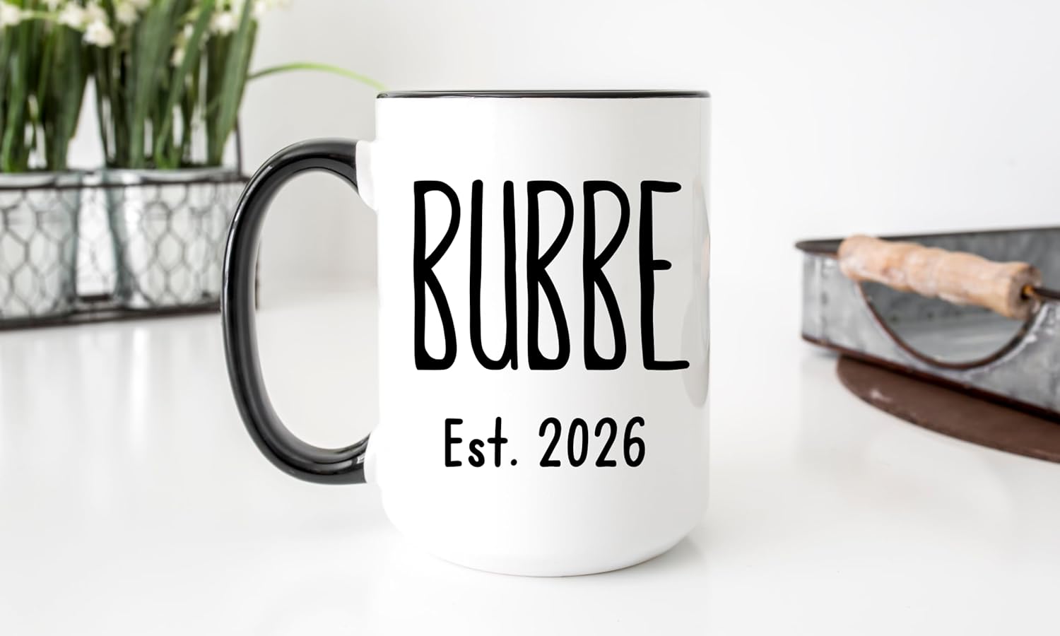 Fabby Gifts Bubbe And Zayde Mugs Set - Yiddish Grandma Baby Reveal - Jewish Grandpa Mug - Pregnancy Announcement For Grandparents (Black Rim&Handle, 15oz)