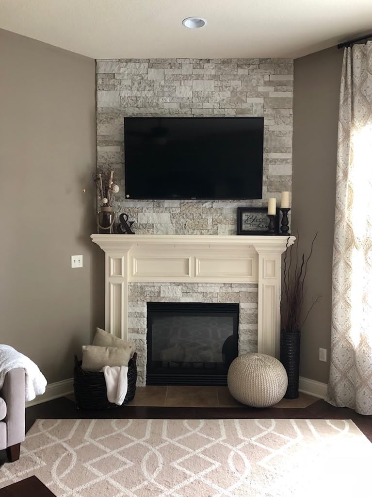 Thin Real Concrete Stone Veneer – BB Color Blend (White Tones) – Primary Component for Flat Walls –Indoor/Outdoor Wall Covering (Not Wallpaper or Rubber/Foam Panels)
