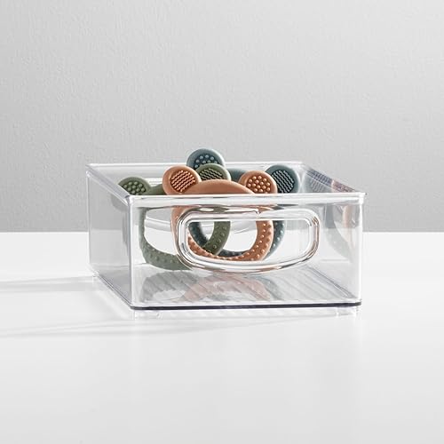 Miniatura 3 de mDesign Organizador pequeño de plástico para el cuarto del bebé y los alimentos, contenedor de almacenamiento con asas para armario, armario,