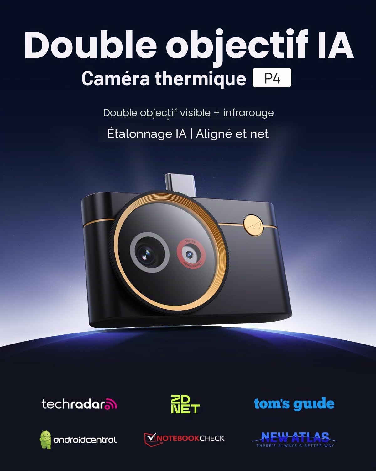 Caméra thermique Thermal Master P4 pour Android à double objectif, 35 mK