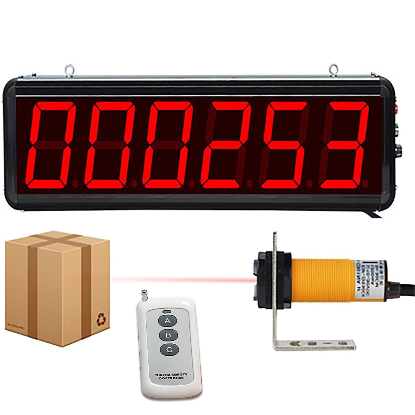 Compteur de ligne de production grand écran avec mémoire de mise hors tension, compte jusqu'à 999999, portée de capteur 10-70 cm pour usage industriel