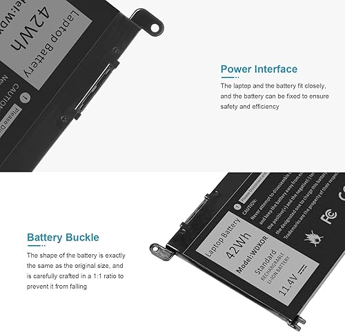 Miniatura 4 de WDX0R - Batería de repuesto para laptop Dell Inspiron 13 15 5000 7000 Series 5567 7573 5570 7579 7378 5565 5379 5378 Latitude 3490 3590 3340 3400