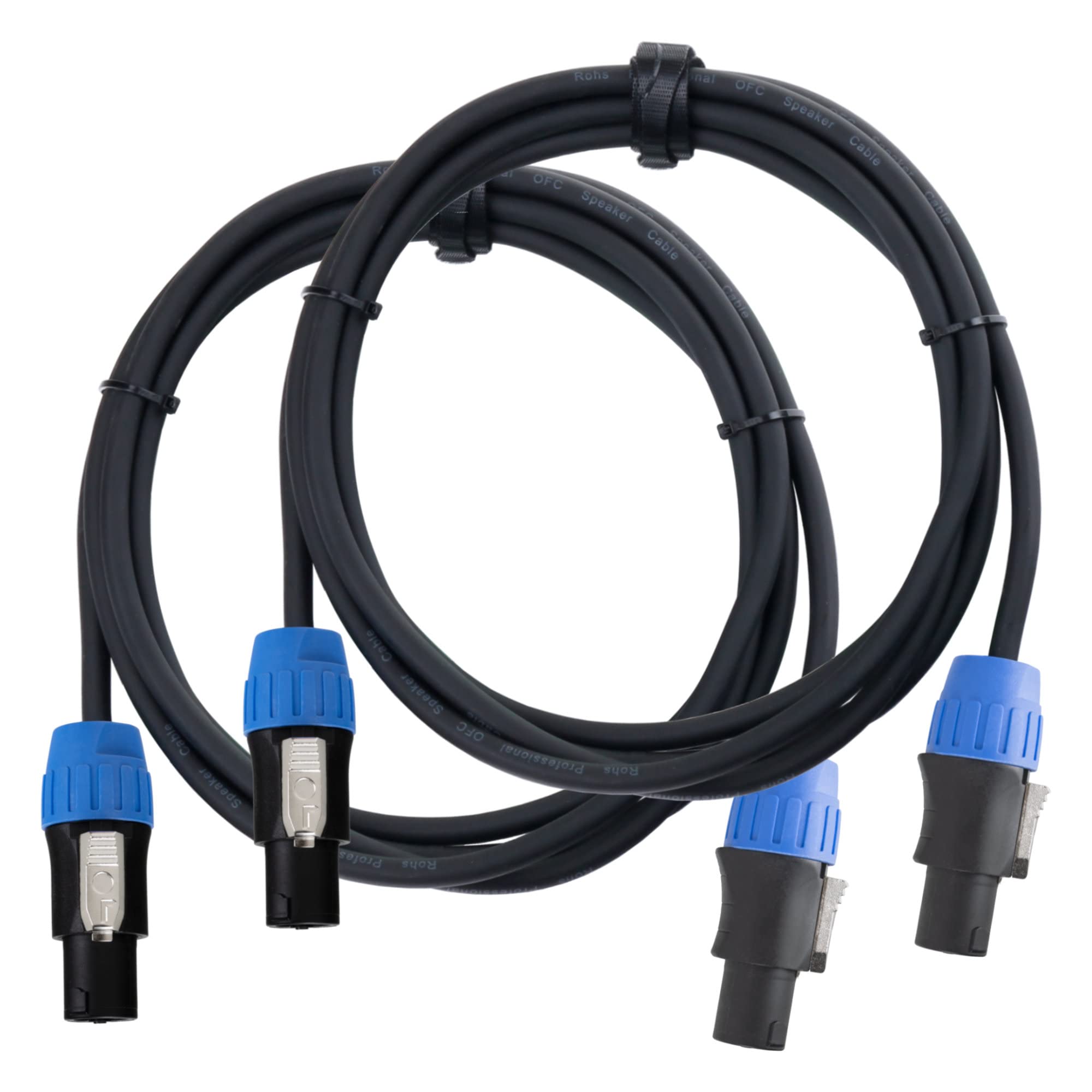 Pronomic pro-line BOXSP2-2.5 Lautsprecherkabel 2x 2,5 mm² - 1 Paar professionelle Boxenkabel für DJ & PA - Länge: 2,5 m - Stecker: 2-Pol Speakon-kompatibel - Spannzangen-Zugentlastung - Schwarz
