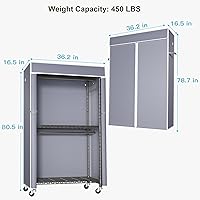 Vista 5 de FUTASSI Perchero negro con cubierta gris, armarios con ruedas P1C, perchero de metal para colgar ropa, armario de almacenamiento de ropa, 36.2