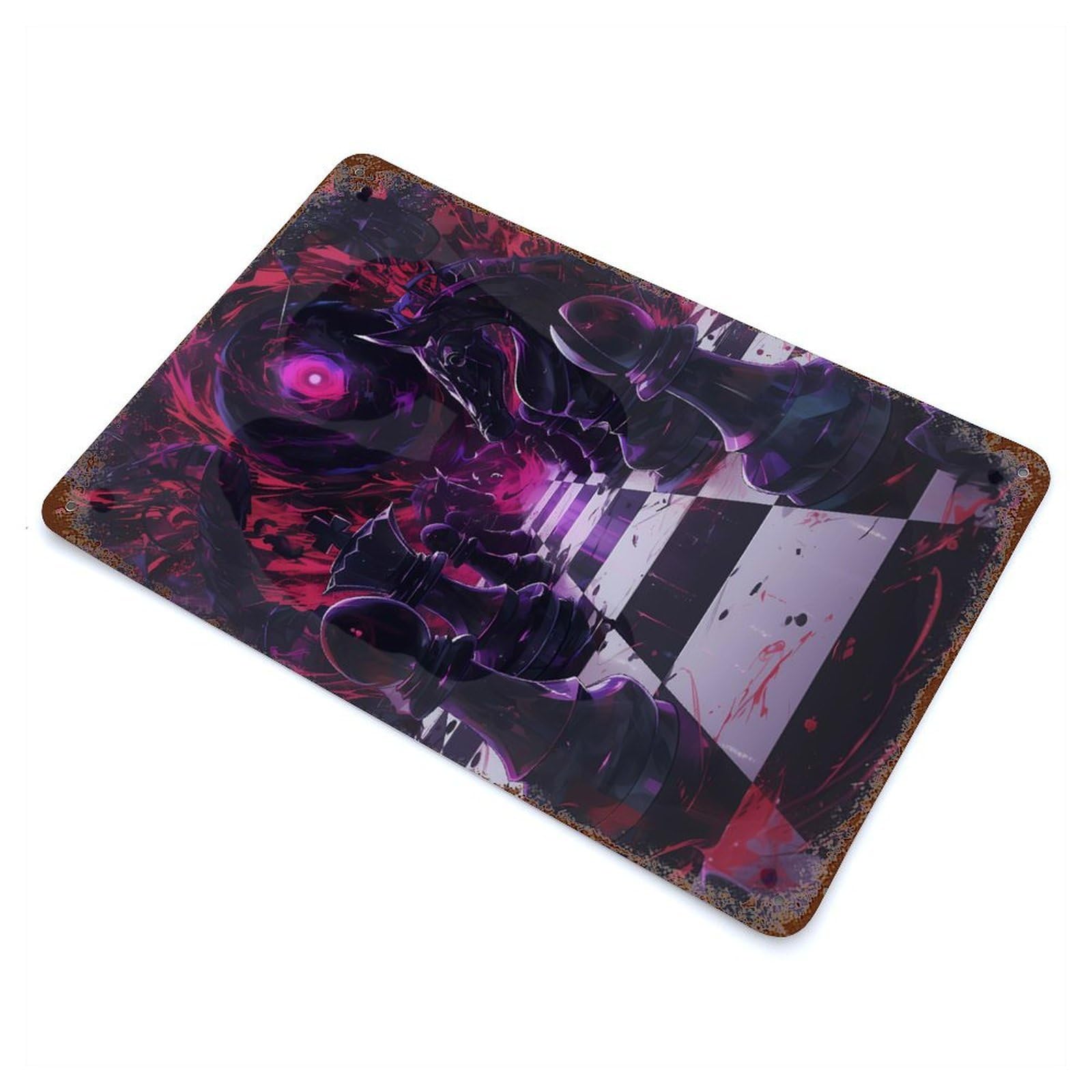 Chessboard with Dark Portal Vintage Metal Tin Sign 11.8"x7.9", Novelty Wall Decor for Garage, Pub Or Kitchen