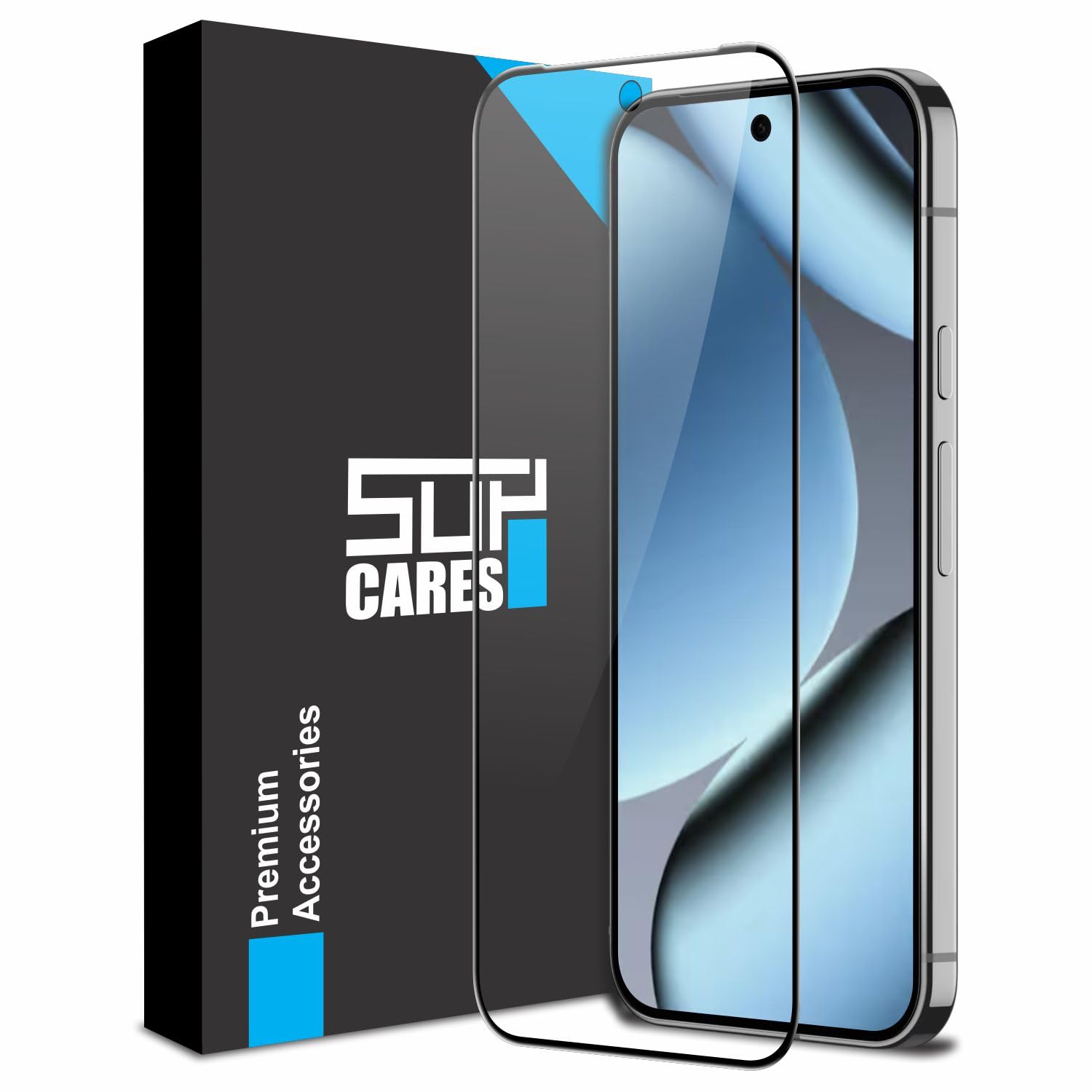 SupCares Military-Grade Gorilla Tempered Glass Screen Protector for Google Pixel 10, Pixel 10 Pro and Google Pixel 9, Pixel 9 Pro (6.3 Inch) With Installation Kit | Edge to Edge Coverage | Black
