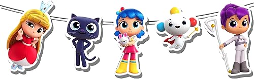 Guirnalda de arcoíris para decoración de fiesta de pared de cumpleaños de dibujos animados