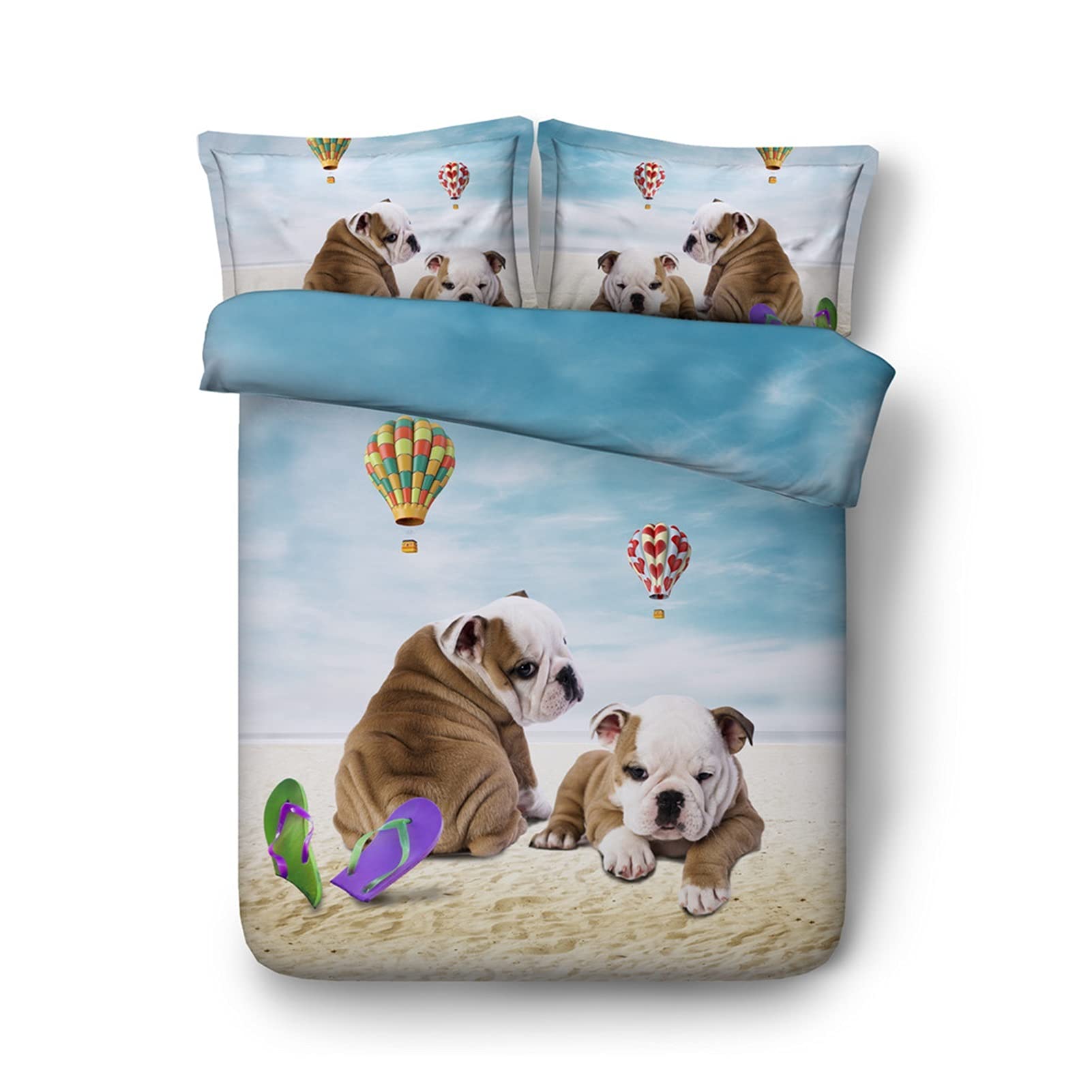 Housse de couette chiot parure de lit polycoton blanc pour des nuits calmes et cocooning