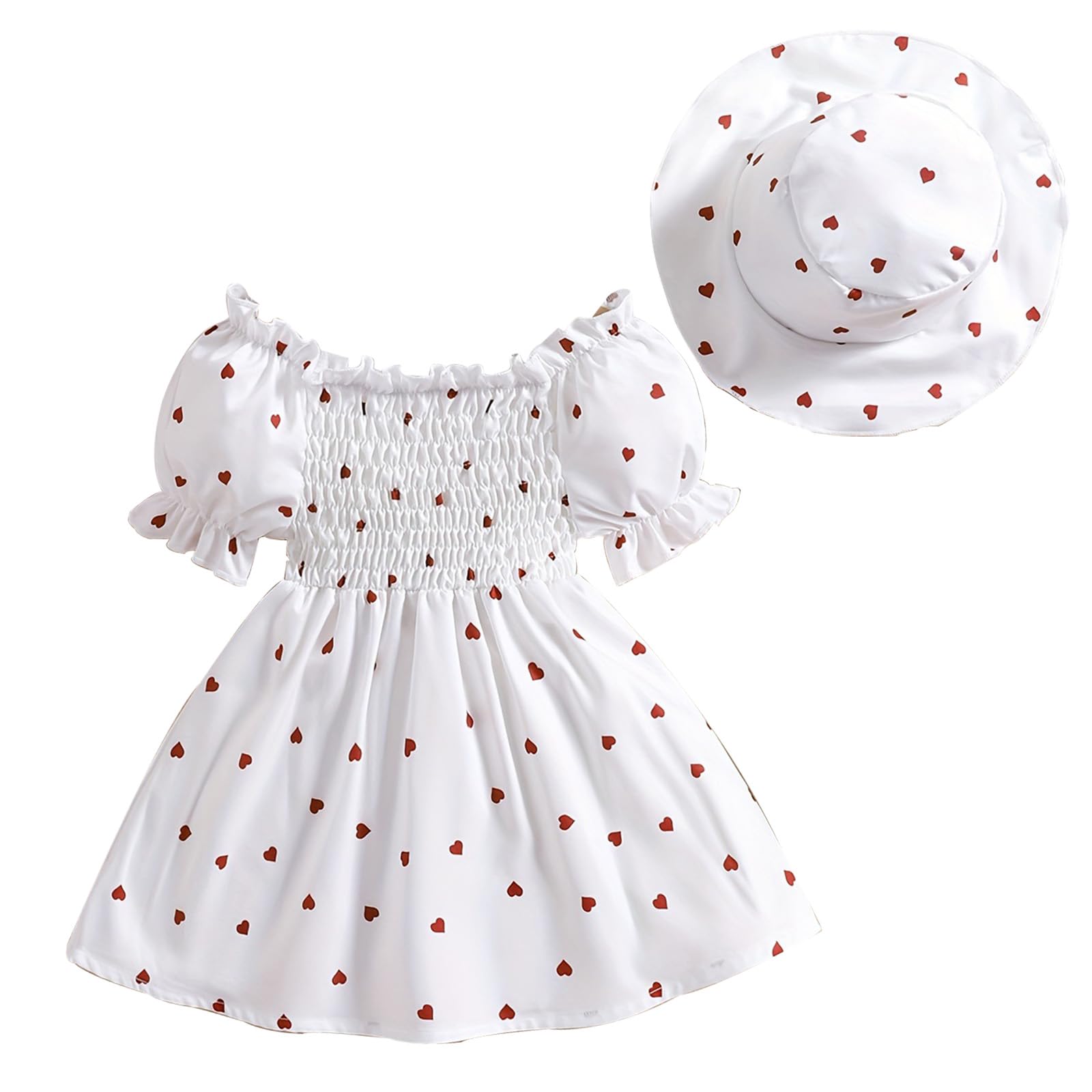 Bebé Niña Elegante Vestido Manga Corta Infantil Flor Imprimir Sombrero a Juego Conjunto Vestidos de Playa Verano 3 Meses-3 Años — view 9