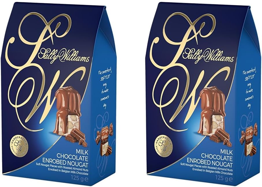 Sally Williams Milk Chocolate Covered Soft Nougat Pieces with Roasted Almond, 125 g (Pack of 2)