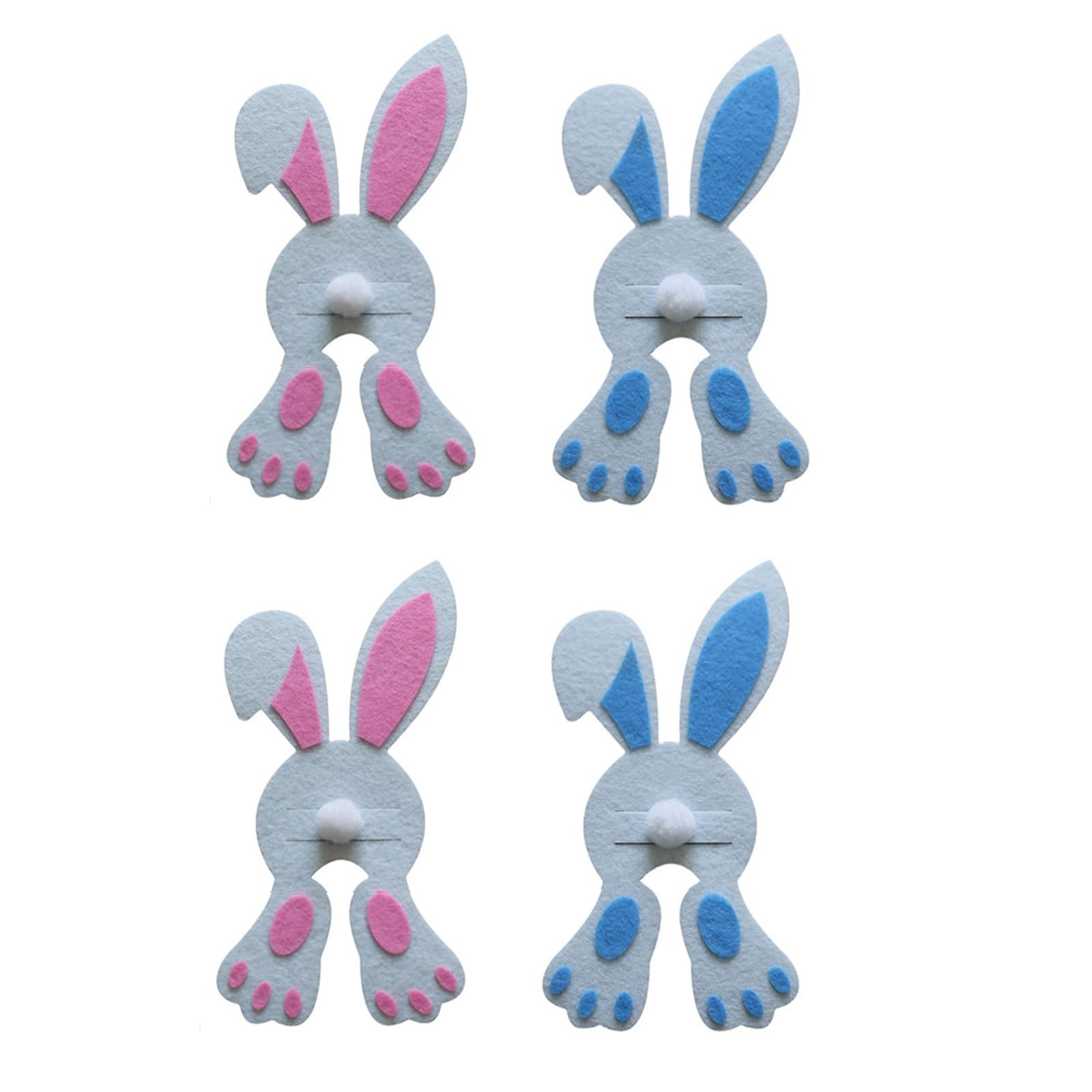 Nucelit 4Pcs Easters Rabbits Silverware Holder Pocket Cutlery Bag Tableware Organizers Cutter Fork Flatware Bags Party Supplies Cutter Fork Flatware Bags Cookware Organizers