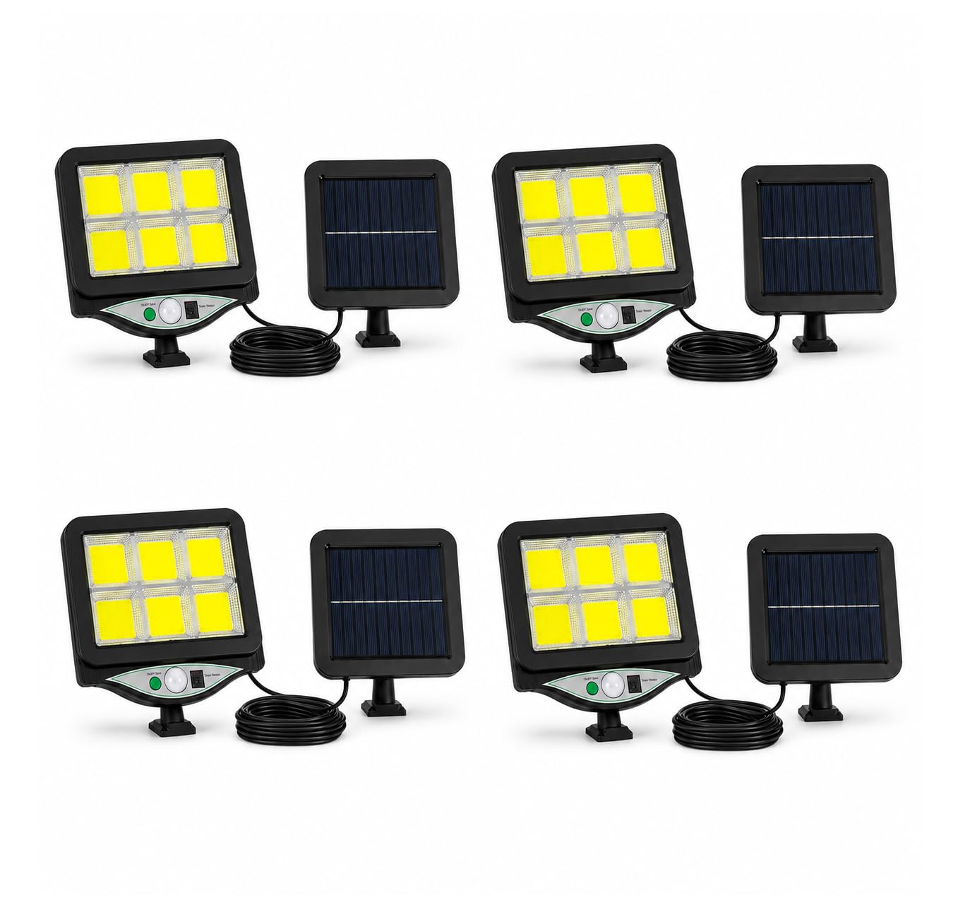 tempo di saldi Set 4 Lampade Solari da Esterno con Sensore di Movimento, Faretti LED con Pannello Solare per Giardino, Garage, Cortile e Ingresso
