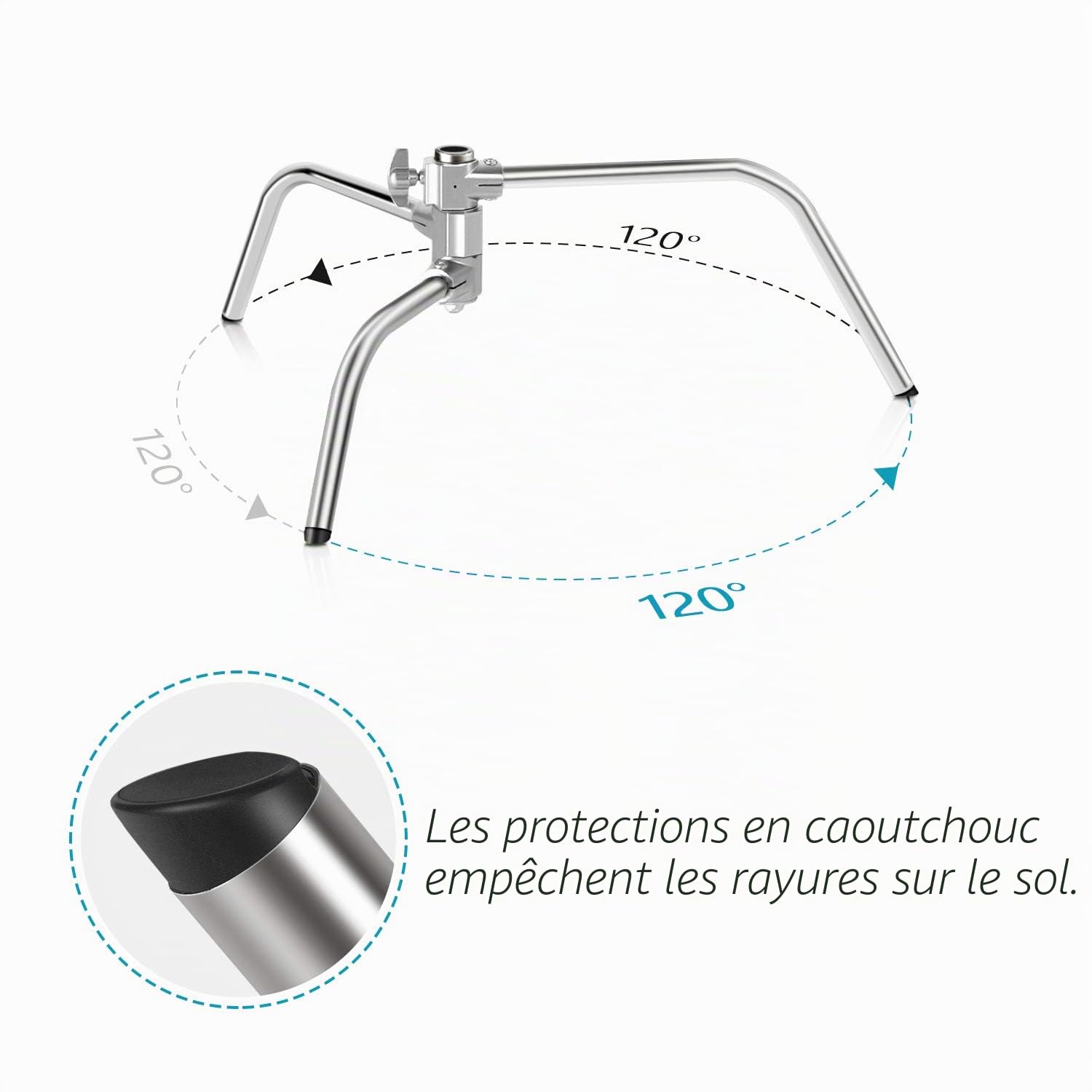 Neewer Support d'éclairage en C de 3 m avec Bras d'extension de 1,2 m, 2 têtes de préhension et Sac de Transport pour réflecteur vidéo, Parapluie, monolight, etc. (Version Basique)