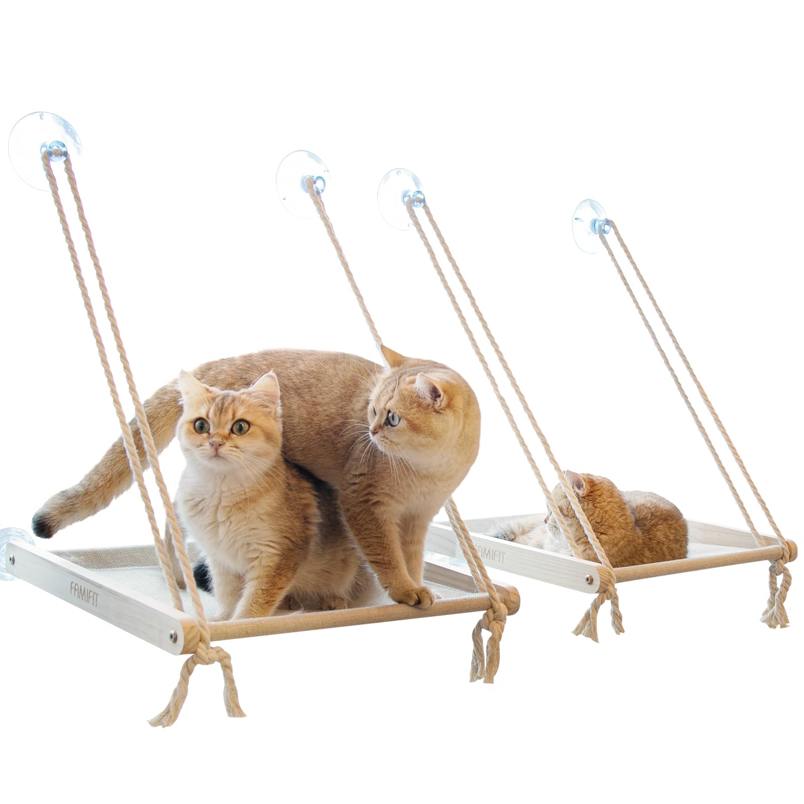 Farmifit - Percha para ventana de gato, hamaca para gatos fácil de montar, para interiores y exteriores, asiento de gato, cama universal para gatos grandes y gatitos (40 libras), paquete de 2