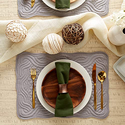 Dii Quilted Farmhouse Collection Tabletop, Placemat Set, Gray, 6 Piece #TOP3