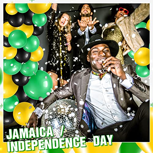 Image of Sratte 120 Pcs Juneteenth Day Balloons, Jamaican Black Yellow Green Party