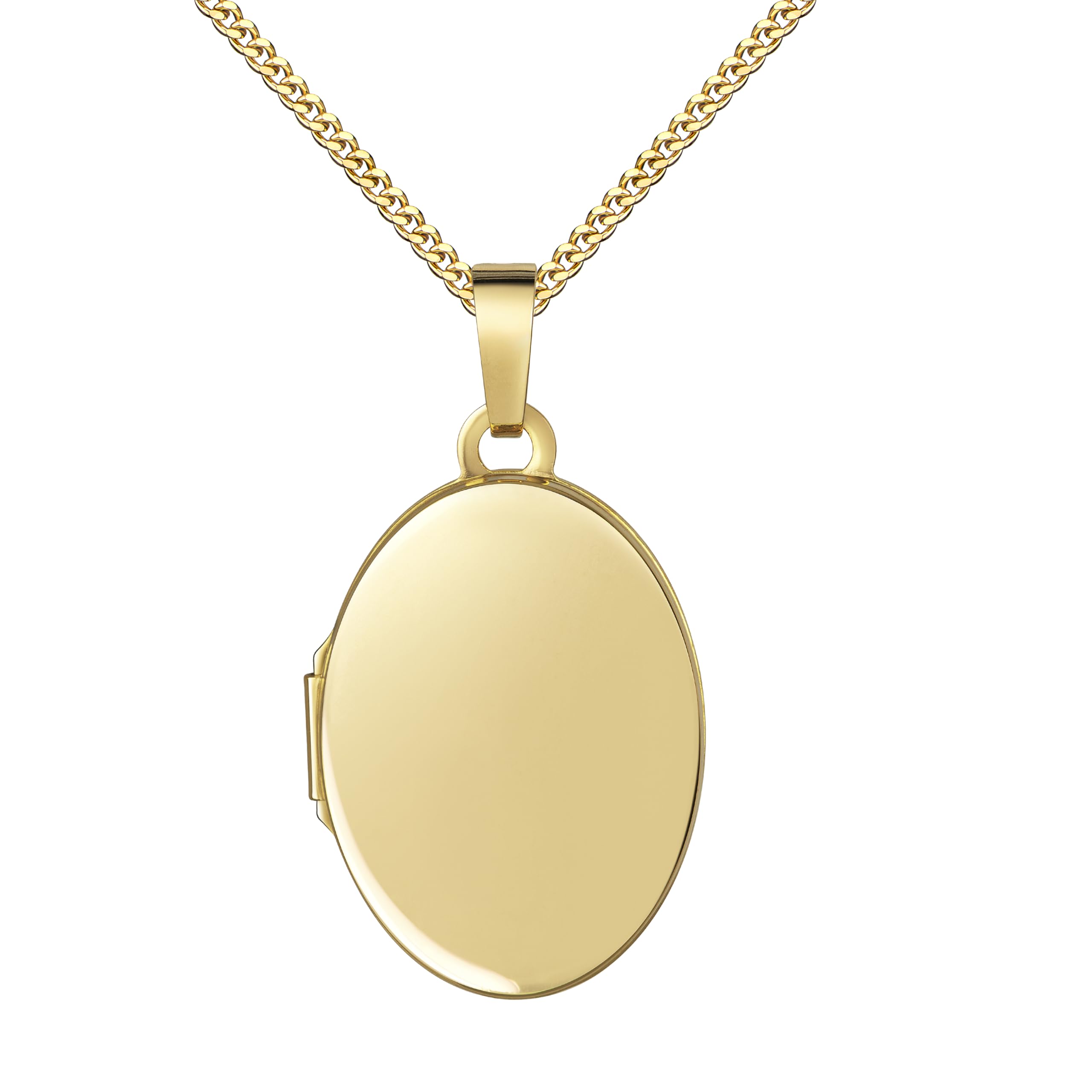Kleines Medaillon zum Öffnen Anhänger für 2 Bilder 333 Gold Bilder Amulett oval mit Kette und Schmuck-Etui