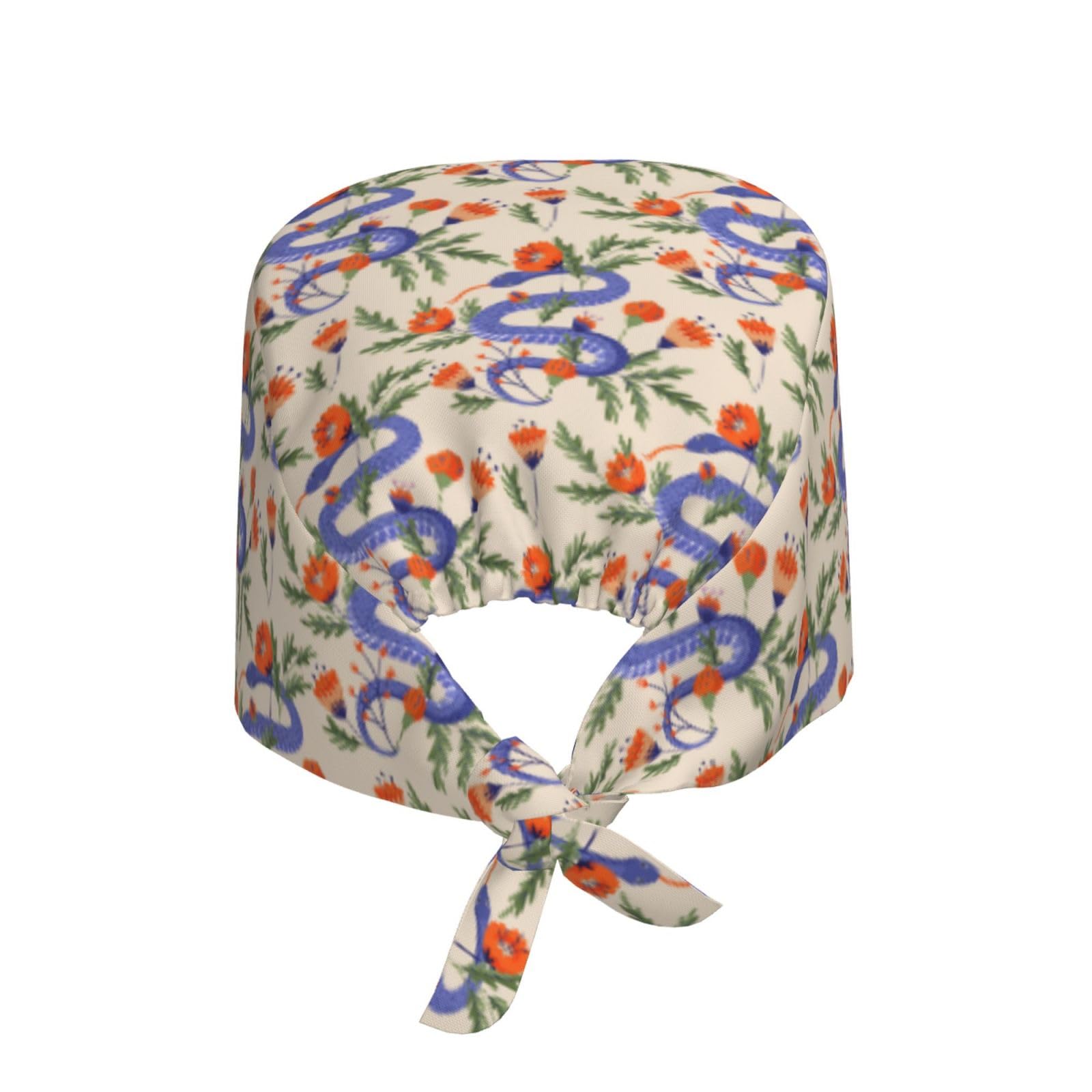 Kuilepa Snake Print Working Caps With Sweatband Adjustable Working Hats Elastic Scrub Hats Nurse Scrub Cap Nurse Hats