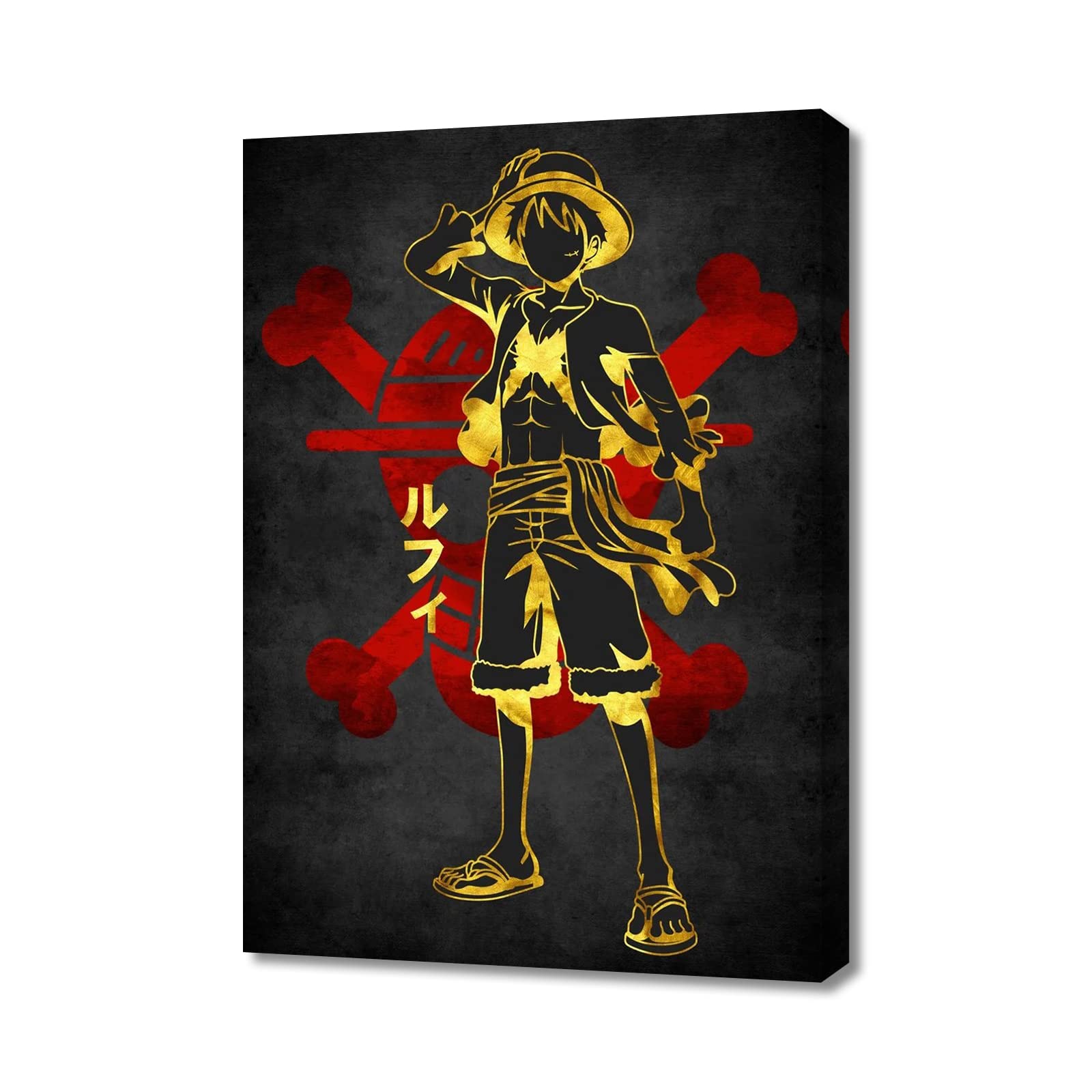 Anime One Piece Poster Luffy Canvas Wall Art HD Print Painting Room Decoration Boy Gift 12x16.5inch (With Frame, M-OP-01)…