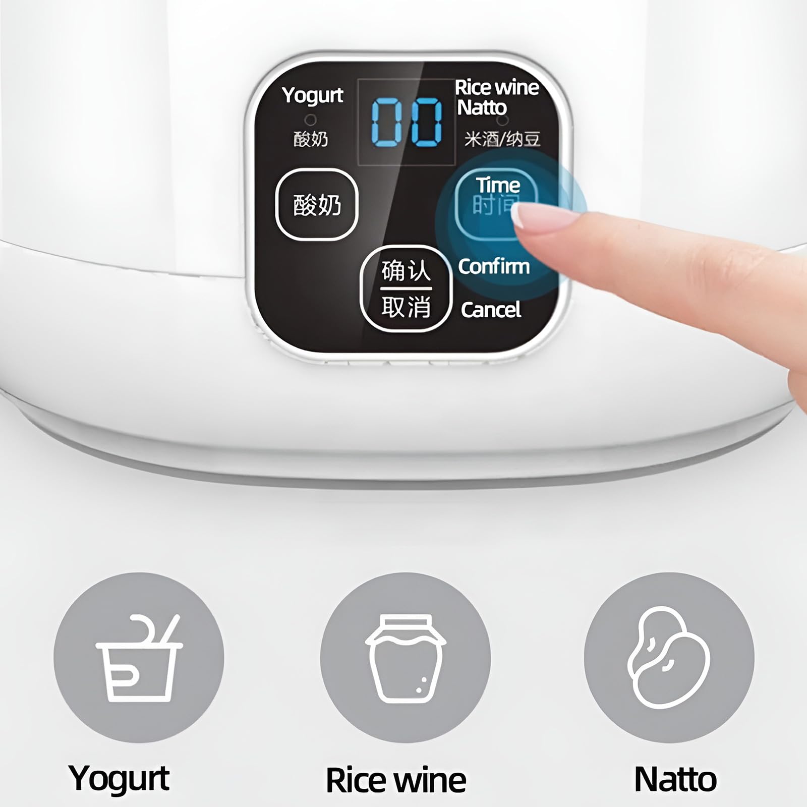 Yogurtera Eléctrica De 1l con Temporizador Y Pantalla LCD, Máquina Automática Multifunción para Griego Casero