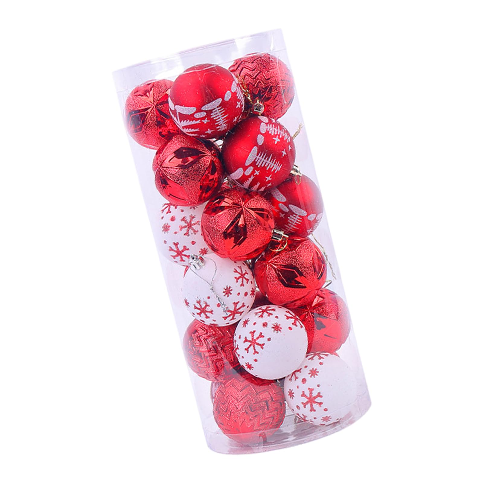 Buxuaaaa Red 24Pcs Shatterproof Hand Painted Sphere Christmas Tree Hanging Sphere Set Festival Ornament Sturdy Baubles Decors Holiday Tree Embellishments