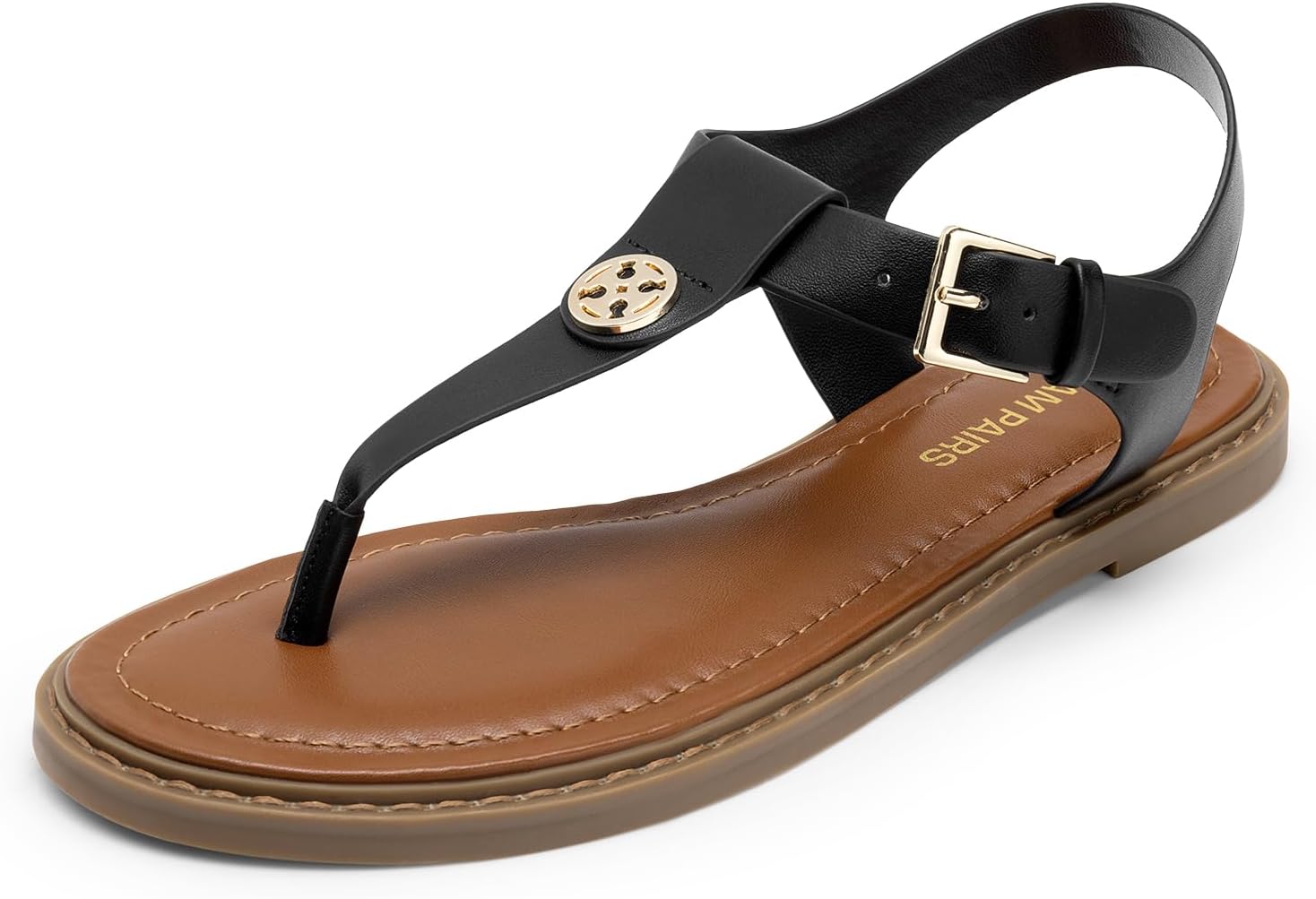 DREAM PAIRS Dressy T-Strap Flat Thong Sandals for Women Comfort Roman Gladiator Casual Summer Beach Flip Flop Shoes with Adjustable Back Ankle Strap