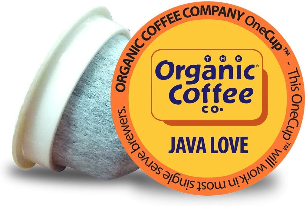 The Organic Coffee Co. Compostable Coffee Pods - Java Love (12 Ct) K Cup Compatible including Keurig 2.0, Medium Roast, USDA Organic