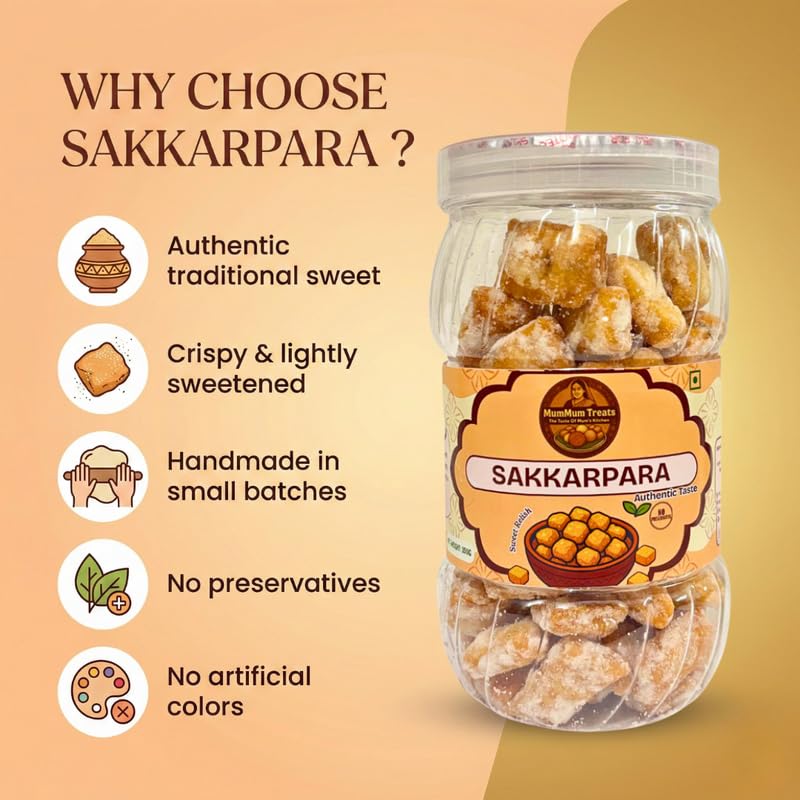 Image of MumMum TreatsShakkarpara 350g | Sweet & Crunchy Traditional Snack | Perfect Festive & Tea-Time Treat