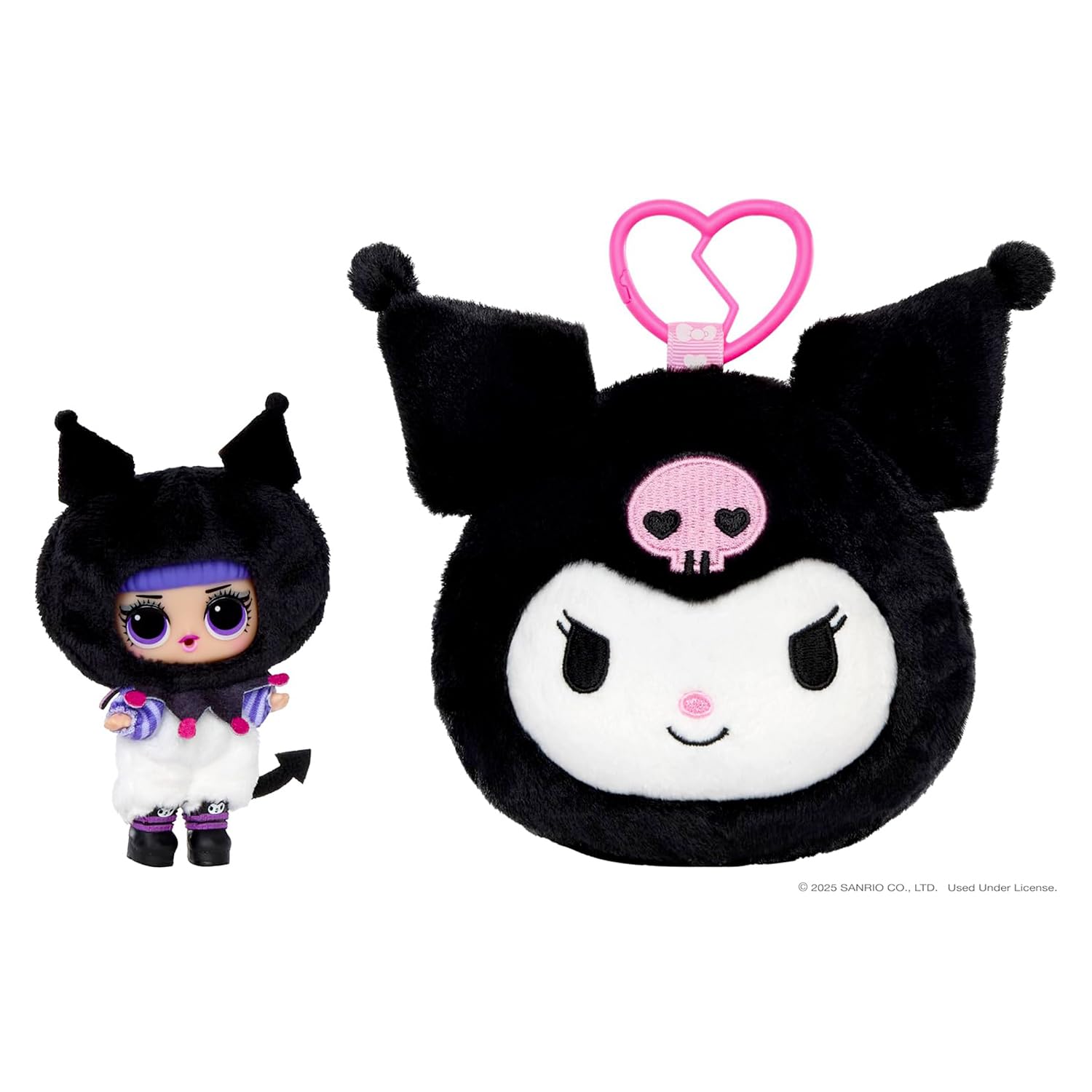 L.O.L. Surprise! Loves Hello Kitty Reversible Plush Surprise - Personaggi Sanrio di peluche con bambola L.O.L. abbinata, 5 sorprese e portachiavi da viaggio, età 4+