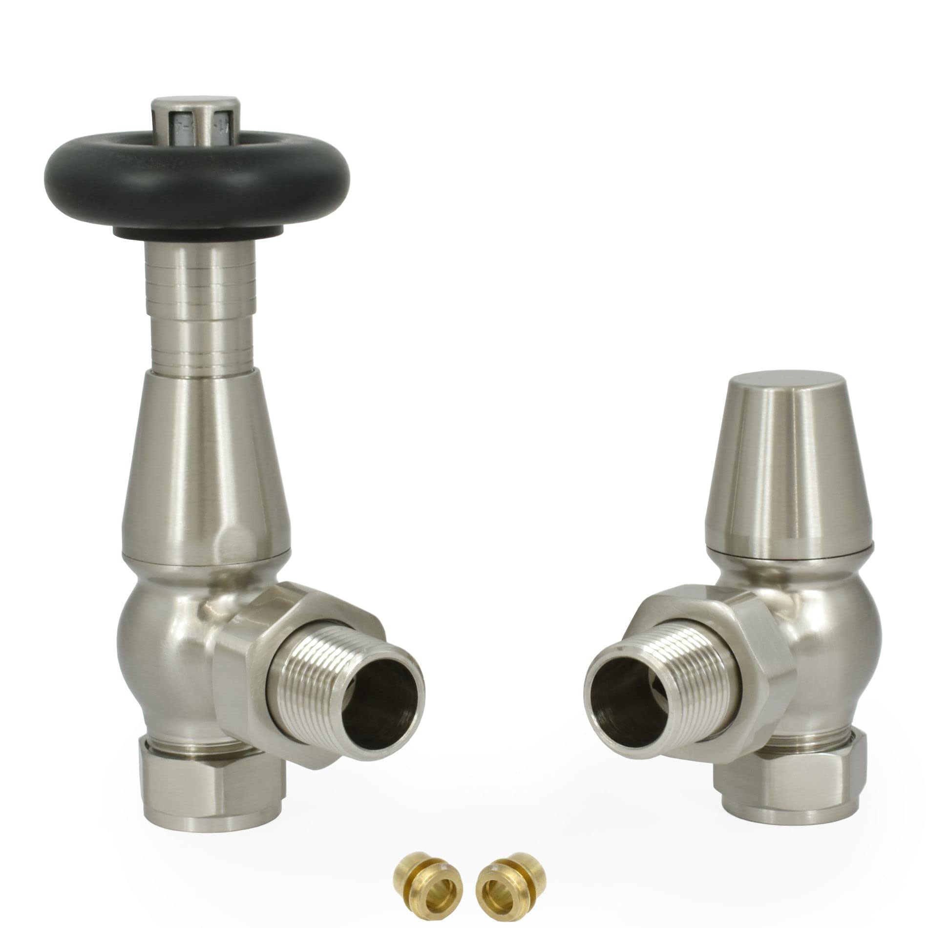 Hot Flow Satin Nickel | Jordan Angled Thermostatic Radiator Valve 10Mm Compression (Satin Nickel)