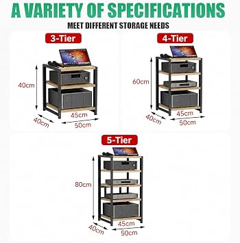 AV Media Stand Height Adjustable Stereo Rack, 3 4 5 6 Tier Wooden HiFi Rack, Media Storage Cabinet Stereo Racks And Stands, Tower CD Player Stand(Teak,4 Tier)
