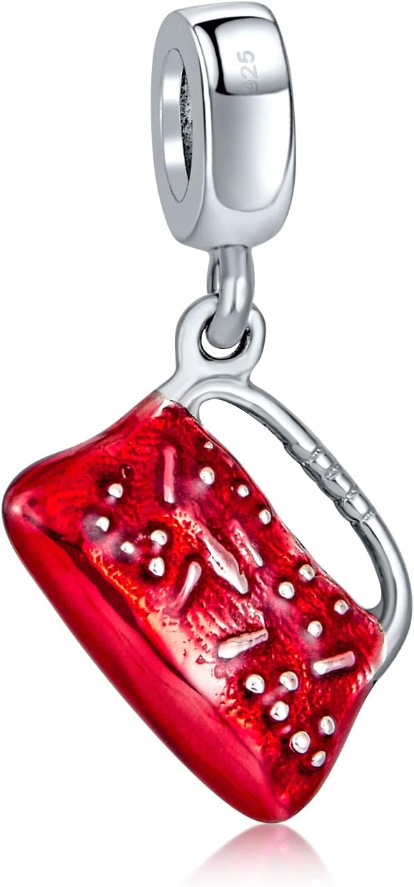 Bling Jewelry Dangle Red Clutch Purse Pocketbook Hand Bag Charm Bead For Women Teen .925 Sterling Silver Fits European Bracelet
