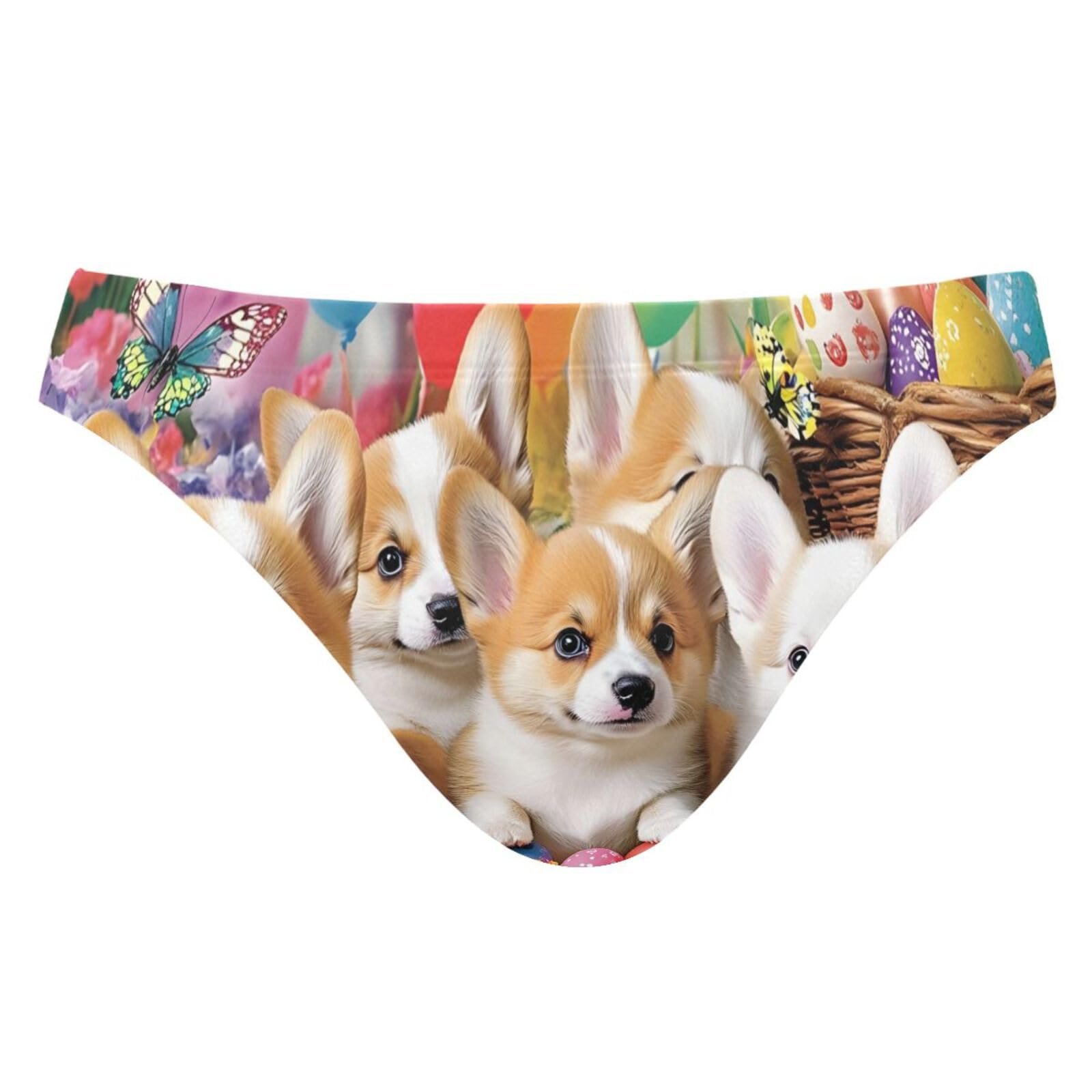Men's Easter Eggs Corgi Puppies Swimsuit Bikini Swimwear XXL 202b8699