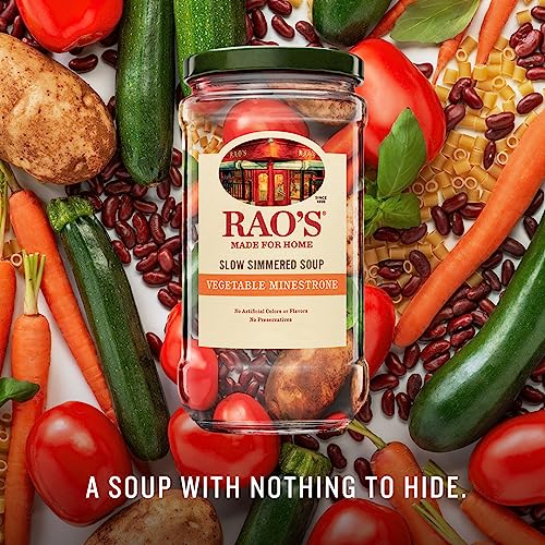 Image of Rao's Homemade Vegetable Minestrone Soup, 16oz, Real Vegetables, Traditional Italian Heat and Serve Soup (Pack of 6)