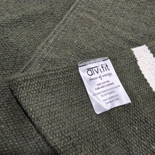 Image of Pure cotton anti-skid, machine wash yoga mat. 73inches x 24inches, 5mm thickness (5mm(Olive green))