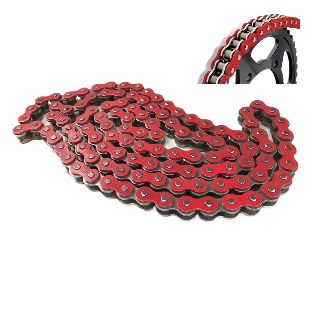 Cadena de Motocicleta roja 520 de 120 eslabones, Cadena de Rodillos Pesados, Piezas for Deportes de Motor, Apta for CR250, 450 CC, SR, ATV, Dirt Pit Bikes, Accesorios.
