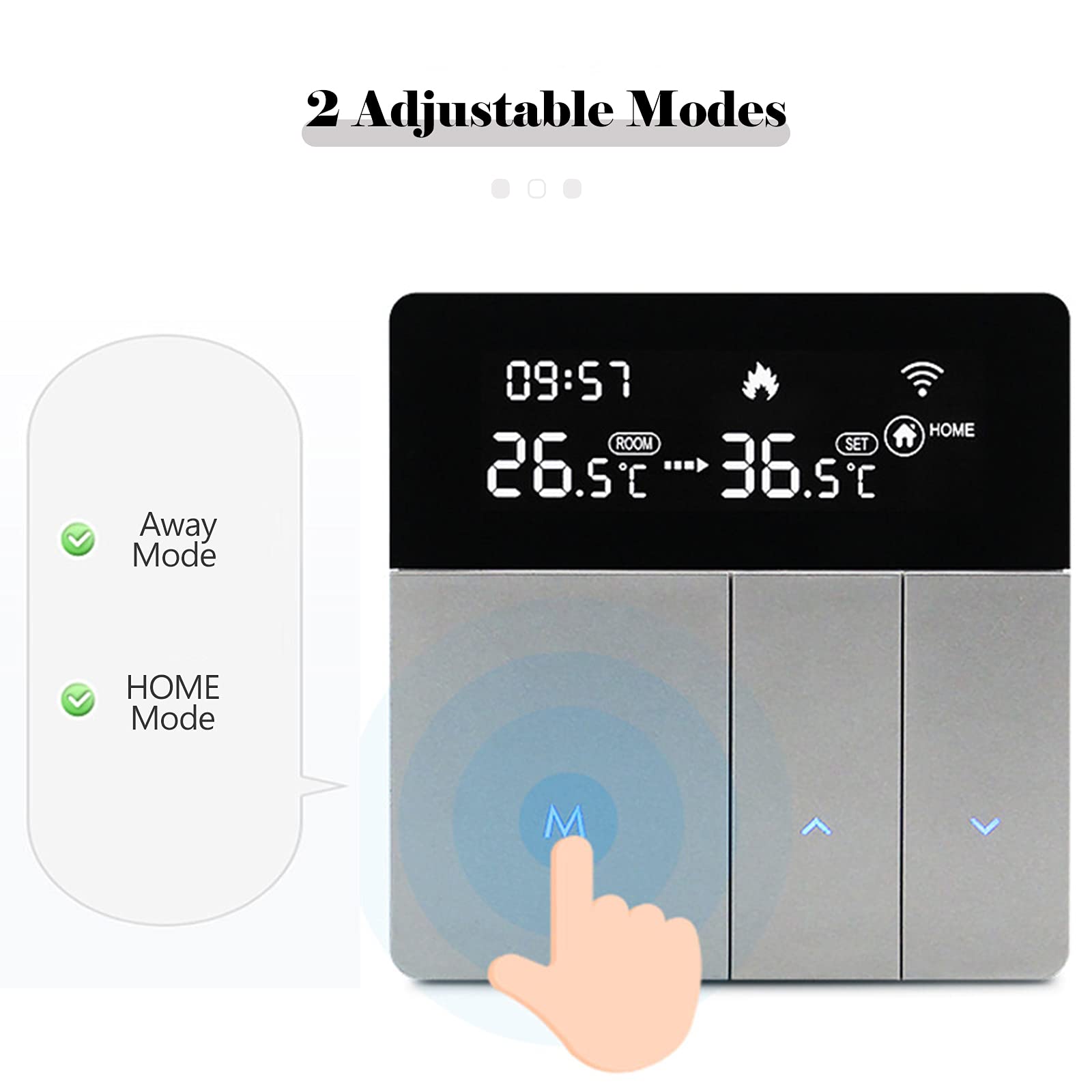 Termostato WiFi Caldaia Gas Programmabile LCD 16A | Cronotermostato intelligente con controllo vocale e app,retroilluminato,ampio compatibile,sensore NTC±1°C,per Caldaia a Gas