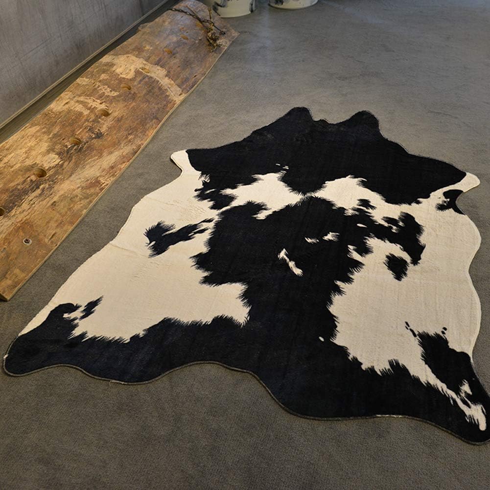 Kuhfell Kunstfell Teppich Rinderfell Fell Fellimitat 200 * 140cm Schwarz/Braun Variation,Schwarz