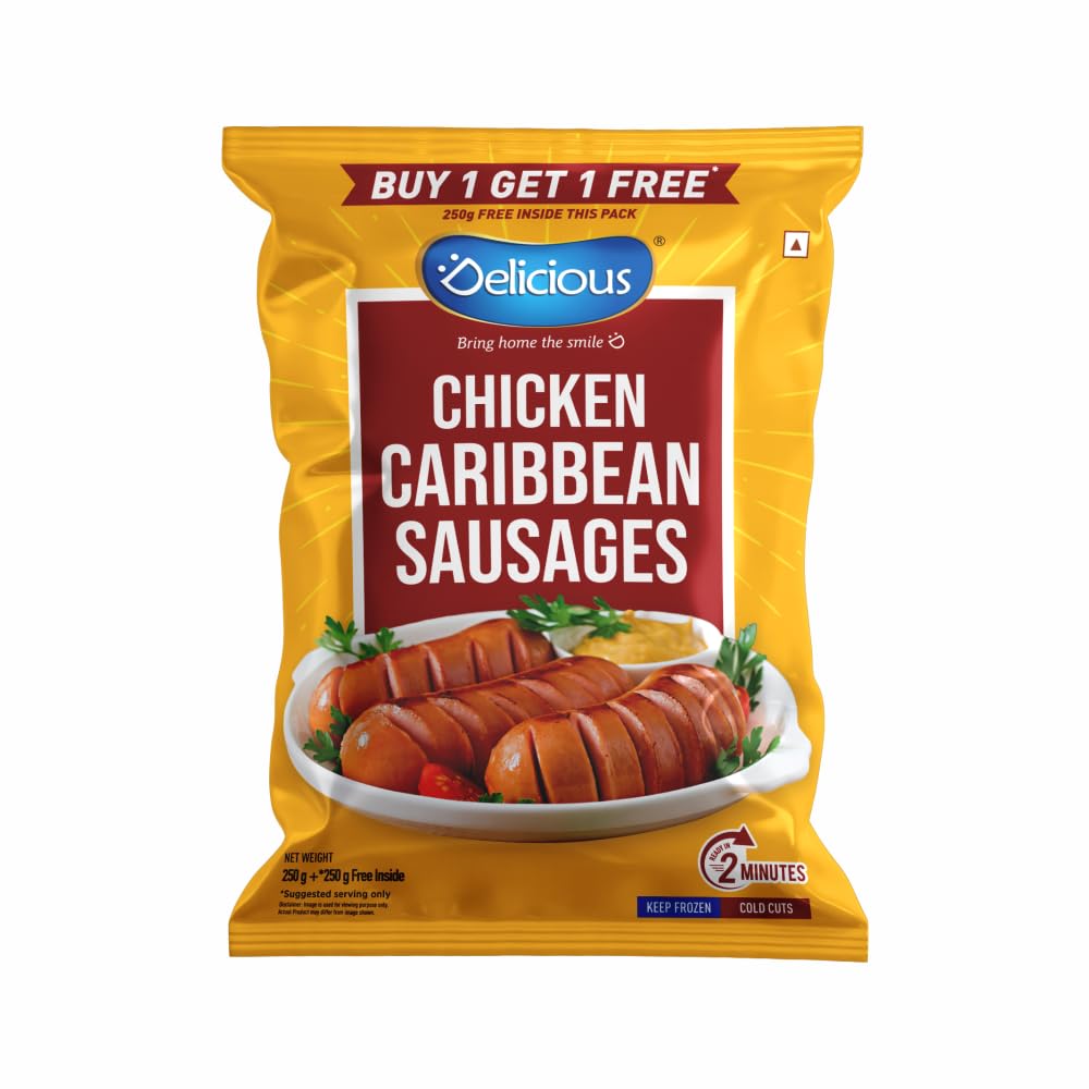 Elicious Chicken Caribbean Sausages, 250g + 250g