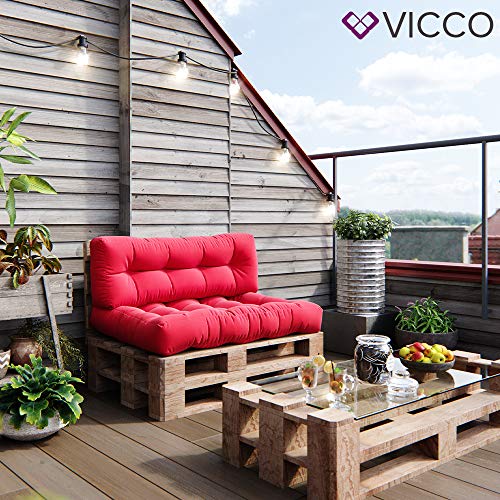 Palettenkissen Palettensofa Palettenpolster Kissen Polster Lehne Sitz+Rückenkissen Rot - 5