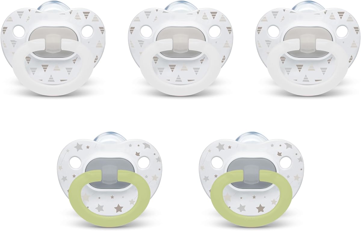 Chupete de ortodoncia clásico NUK First Choice, chupete para bebés de 6 a 18 meses, neutro, elementos imprescindibles para el bebé, paquete de 5