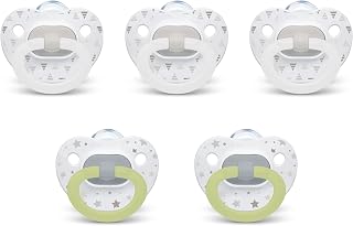 NUK Orthodontic Pacifiers 6-18 Months, 5-Pack Timeless Collection - BPA-Free, Heart-Shaped Shield for Easy Breathing