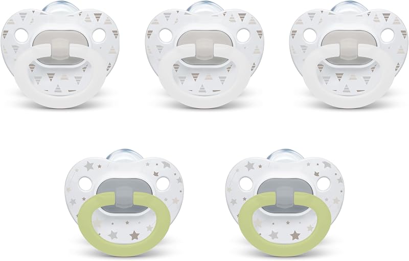 Chupete de ortodoncia clásico NUK First Choice, chupete para bebés de 6 a 18 meses, neutro, elementos imprescindibles para el bebé, paquete de 5