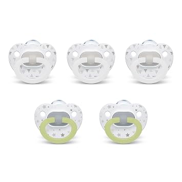 NUK First Choice Classic Orthodontic Baby Pacifier, 0-6 Months Newborn Pacifier, Neutral, Baby Must Haves, 5-Pack