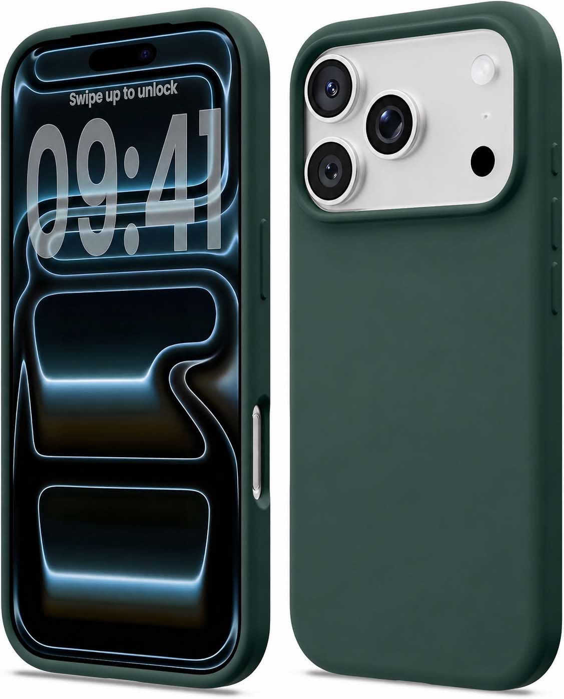 DIZORO Compatible with (iPhone 17 Pro Max Case)(2025), Liquid Silicone 3 Layers Full Covered Soft Gel Rubber Phone Case,Shockproof Protective Cover with Anti-Scratch Microfiber Lining- Forest