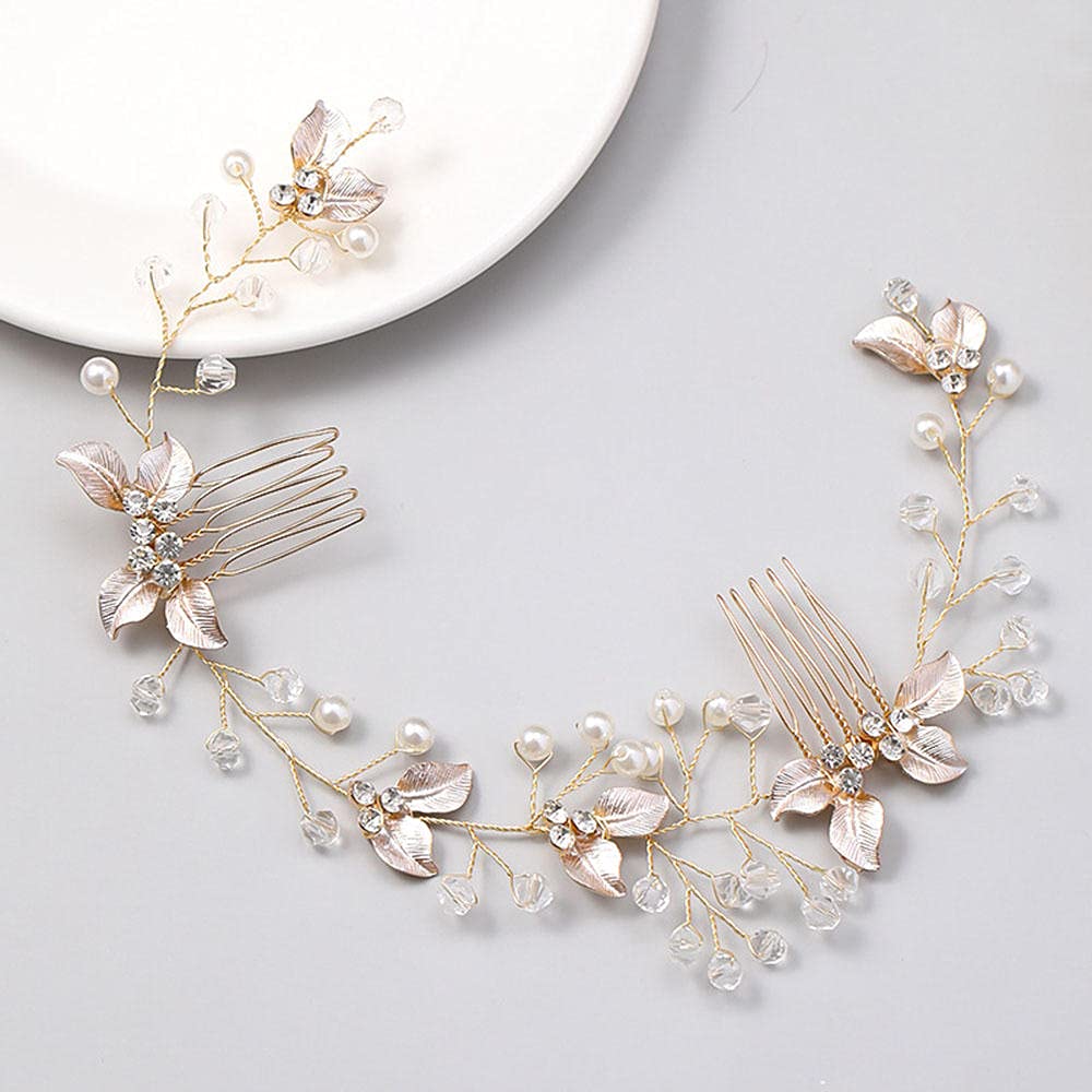 Brautblumen-Haarkamm, Brautstrass-Haarkamm, Haarschmuck, Doppelkammeinsatz, Seitenkamm, oder Abschlussball-Vintage-Haarkamm für Frauen und Mädchen
