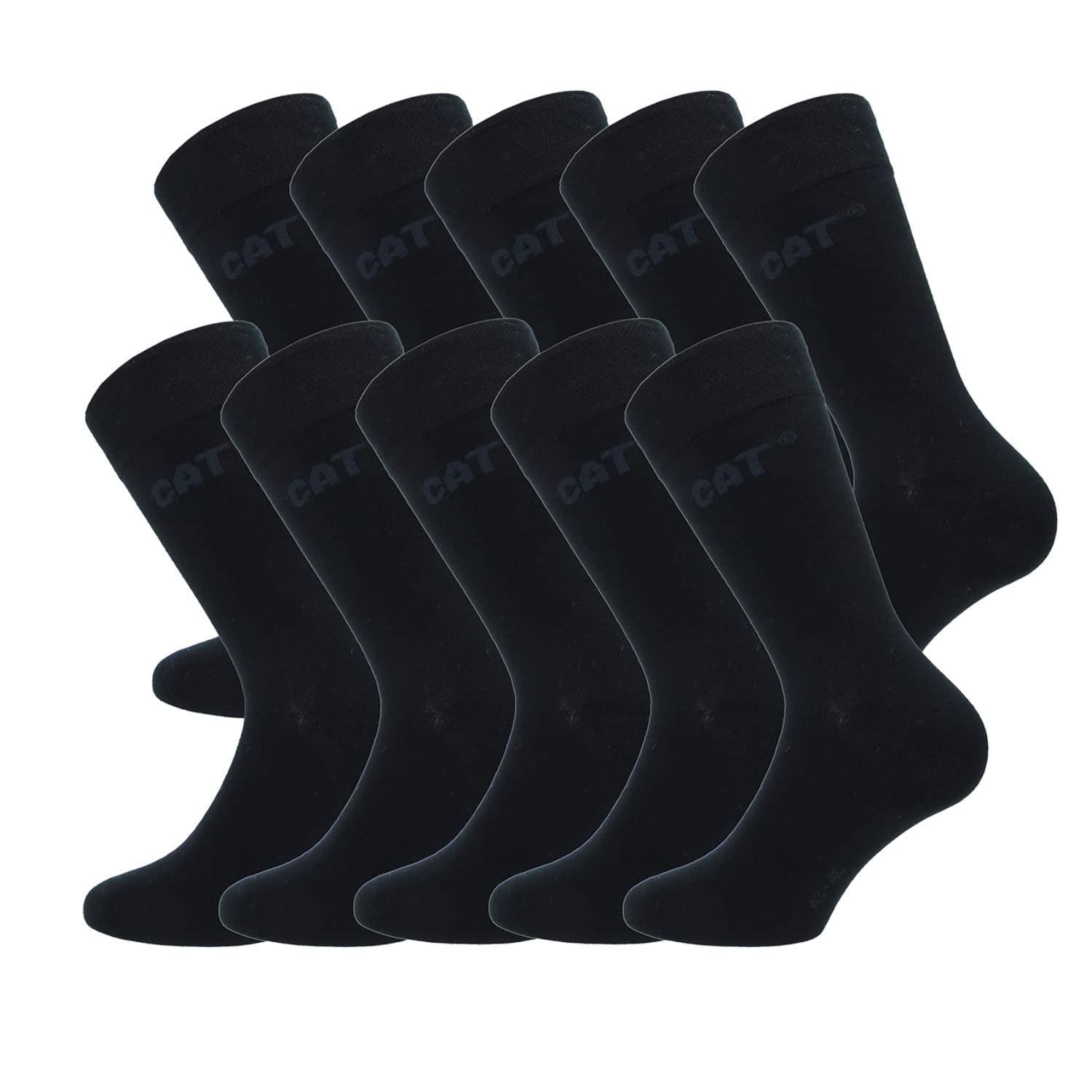 Caterpillar Business Socks 10 Pairs Socks Height Under Knee Cotton (Black, 12-14)