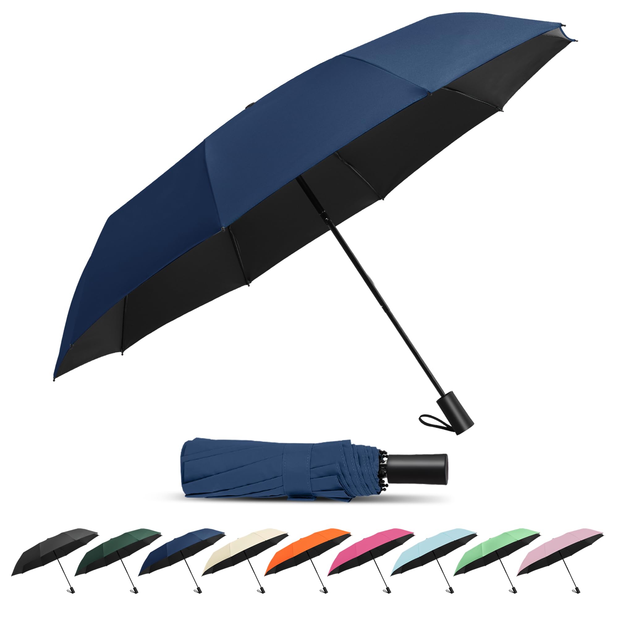SoulRain 46" Travel Sun & rain Umbrella, Lightweight Windproof Umbrella, Portable Lightweight Compact Parasol with 95% UV Protection for women and men